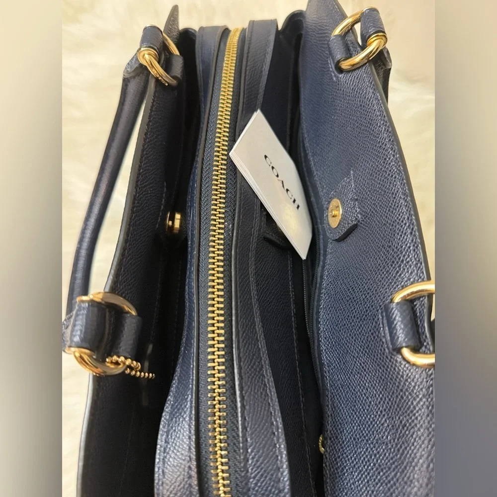 Vintage Coach Dark Blue Satchel with Gold Accents#91493